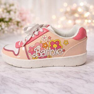 Women's Barbie Pink and White Floral Sneakers